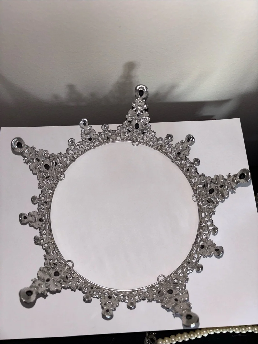Silver Crown with Black Gems Hair Accessory